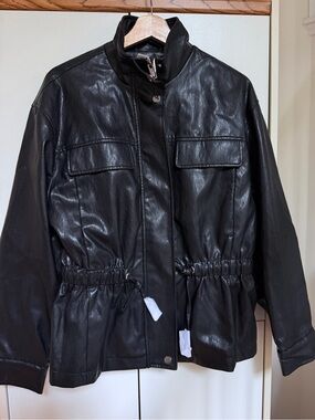 Zara faux leather high collar jacket 6317/047